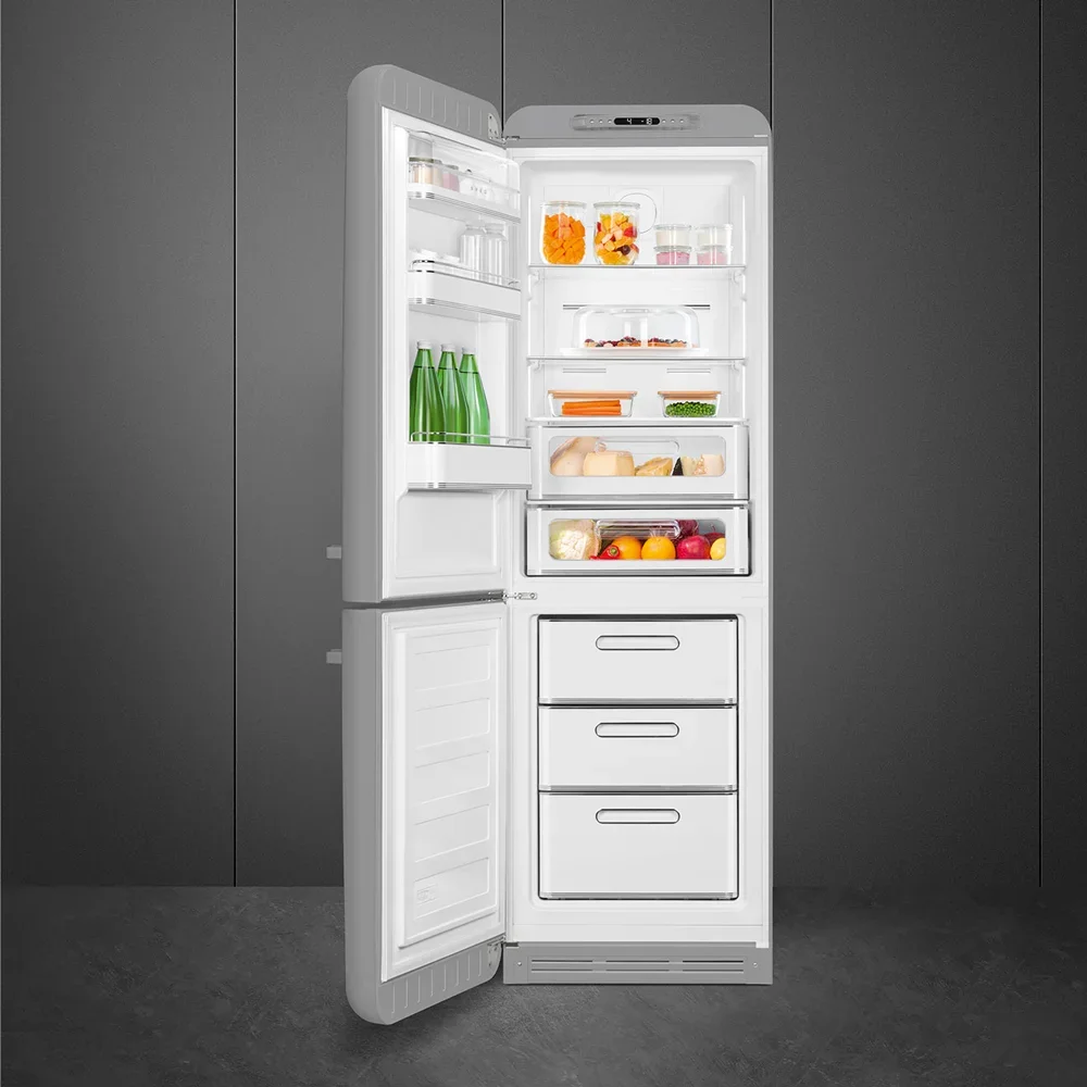 SMEG FAB32LSV6 Отдельностоящий двухдверный холодильник, стиль 50-х годов, 60 см, серебристый, No-fro